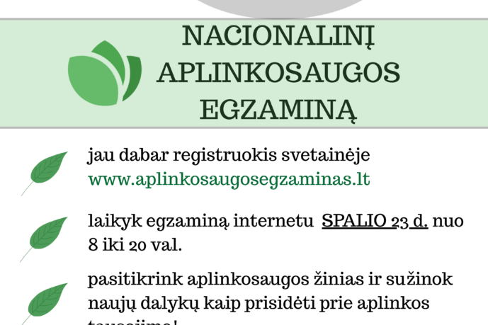 Kviečiame registruotis Nacionalinį aplinkosaugos egzaminą