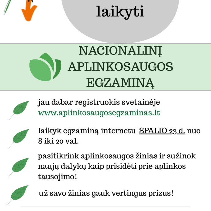 Kviečiame registruotis Nacionalinį aplinkosaugos egzaminą
